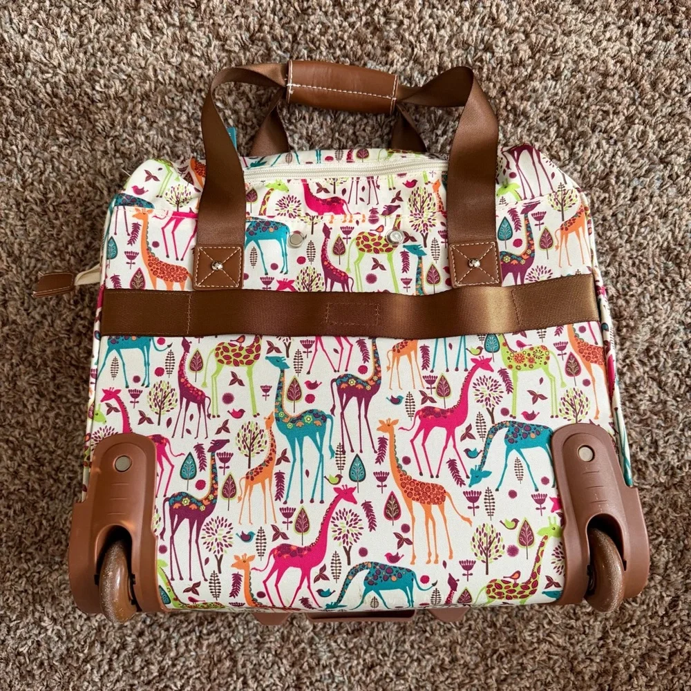 Lily Bloom Giraffe Park Carry On Wheeled Cabin Tote - Picture 6 of 11